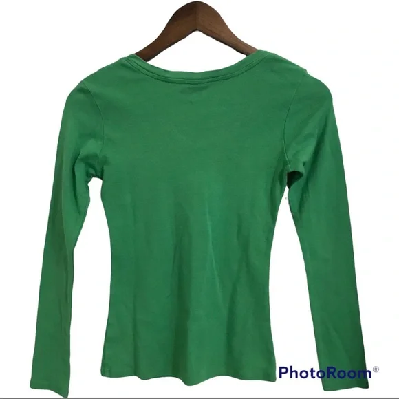 Hollister Girls S Green V-neckline Long Sleeves Pullover Top Blouse - Picture 2 of 14